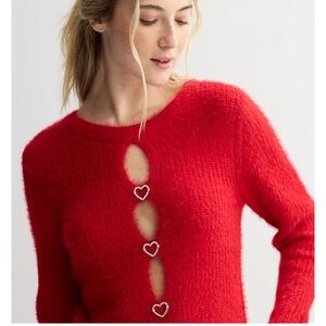 Madden Girl Red Heart Sweater